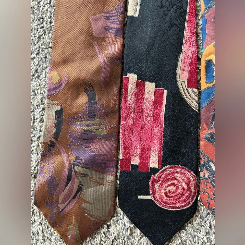 Bundle of 5 all silk men’s vintage abstract art ties - Picture 3 of 9